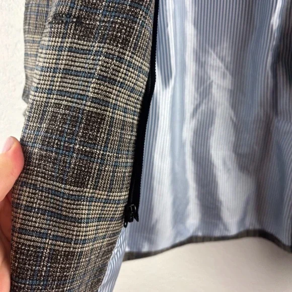Veronica Beard Martel Dickey Cotton Linen Plaid Dickey Blazer. Size 4. - Picture 4 of 5